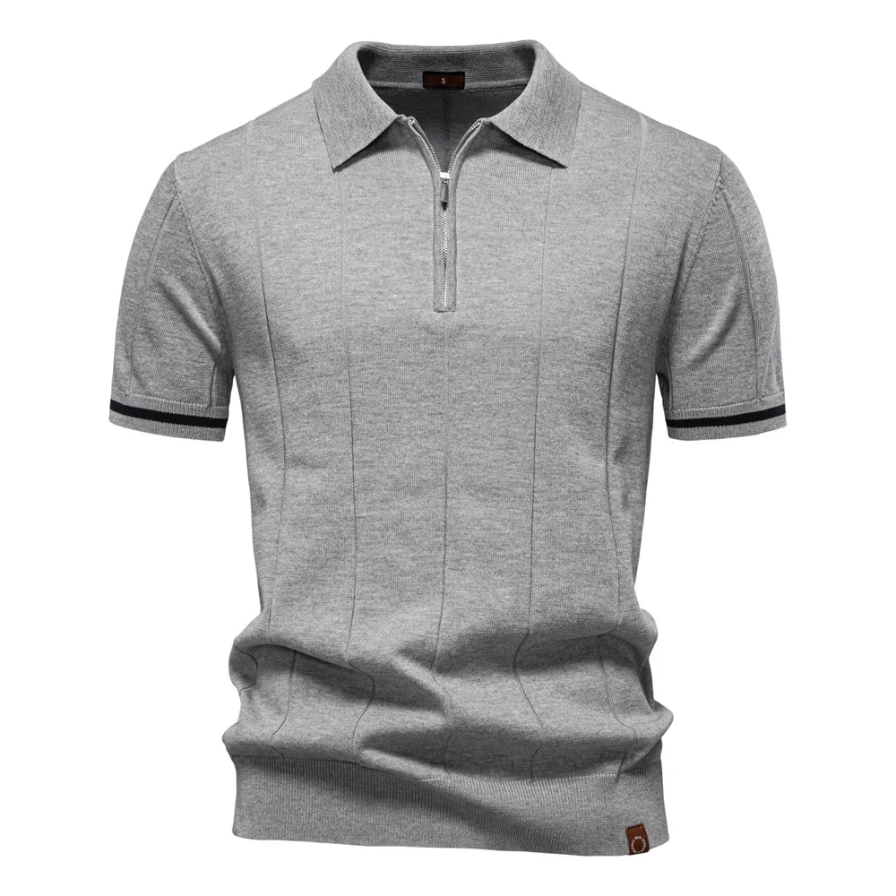 Men's Polo Shirt – Stylish Zipper Design for Athletic Comfort — styling detail