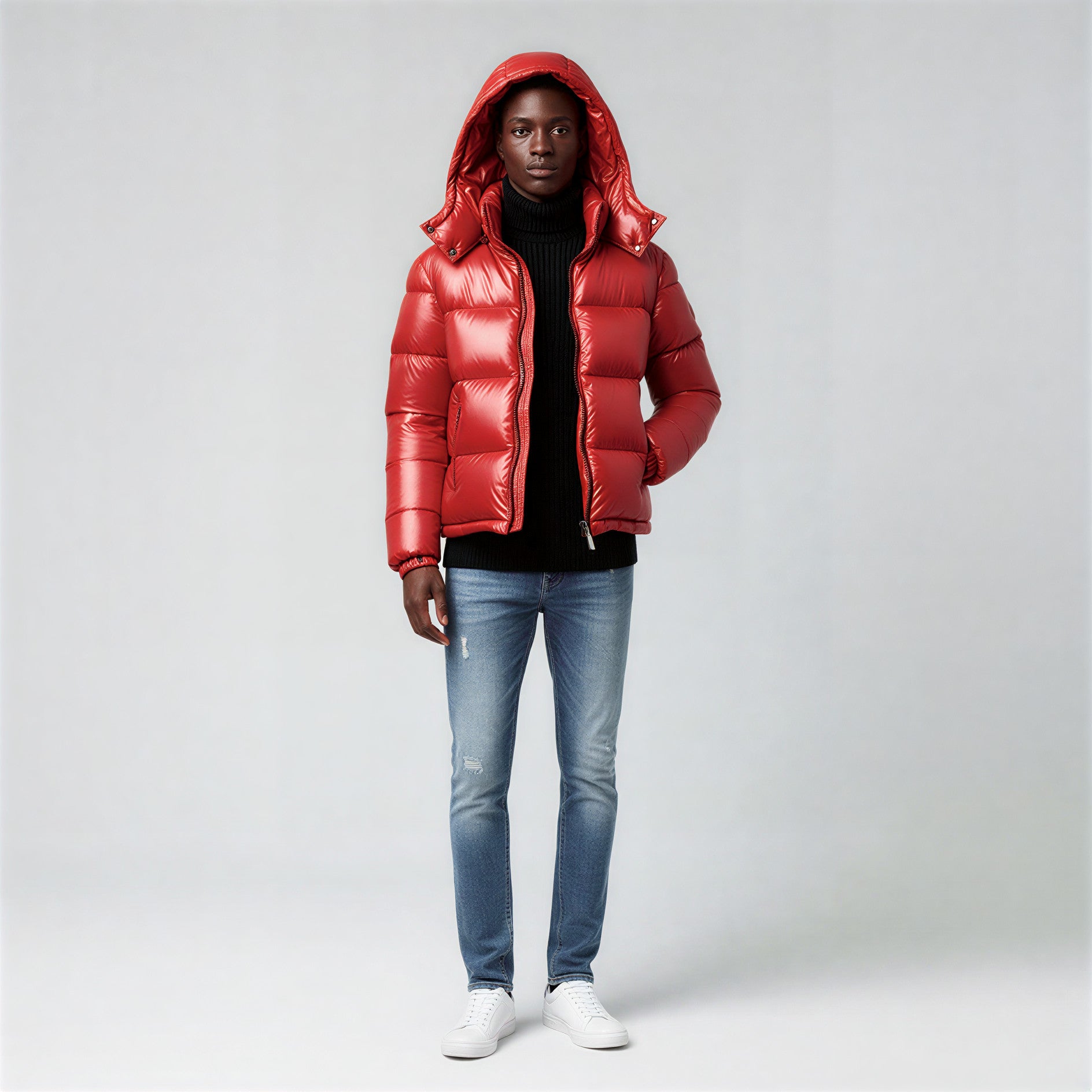 Men's Puffer Jacket – Insulated Water-Resistant Winter Style — detail view