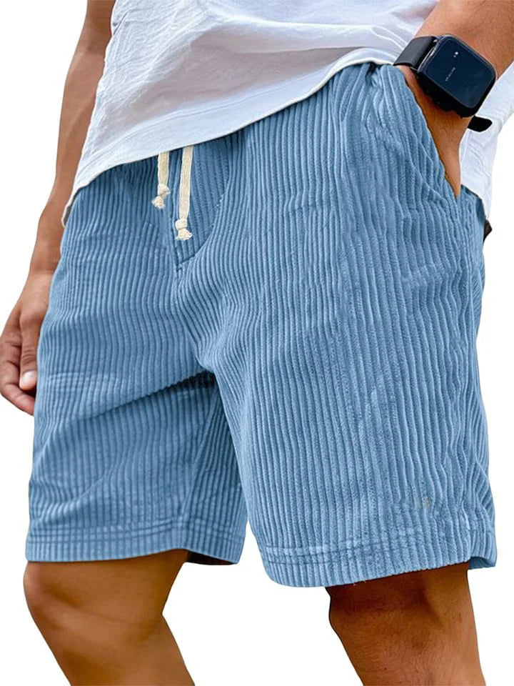 Men's Retro Corduroy Shorts – Vintage High-Waist Knee-Length Summer Style