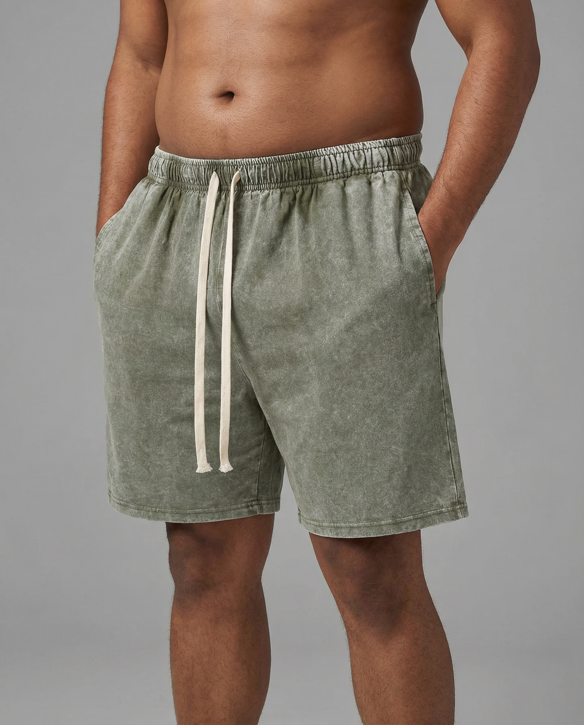 Men's Retro Gym Shorts – Lightweight Mid Waist Summer Activewear — back view