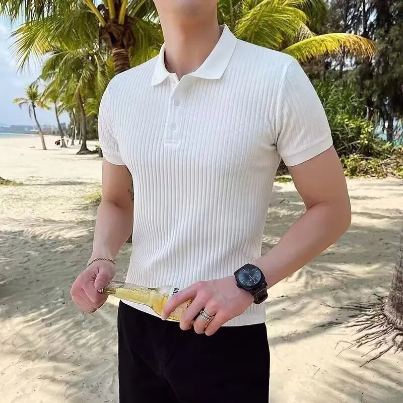 Men's Slim Fit Polo Shirt – Stylish Short Sleeve Design for Business Casual Wear — side view