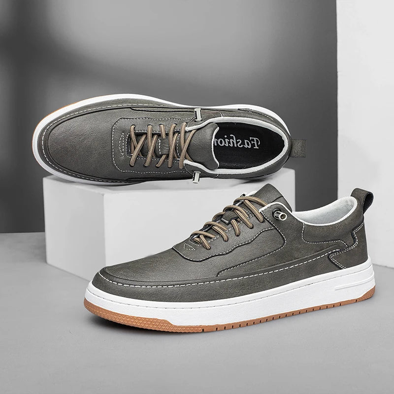 Men's Sneakers – Breathable Genuine Leather Casual Comfort — back view
