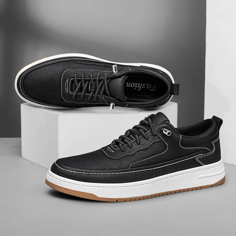 Men's Sneakers – Breathable Genuine Leather Casual Comfort — close-up