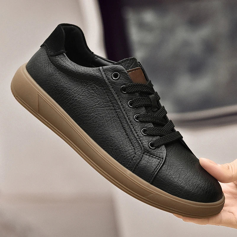 Men's Trainers – Comfortable Genuine Leather Casual Footwear — close-up