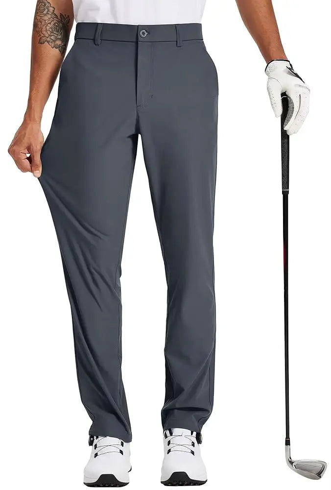 Men's Stretch Pants – Lightweight Slim Fit Business Casual Trousers — alternative angle