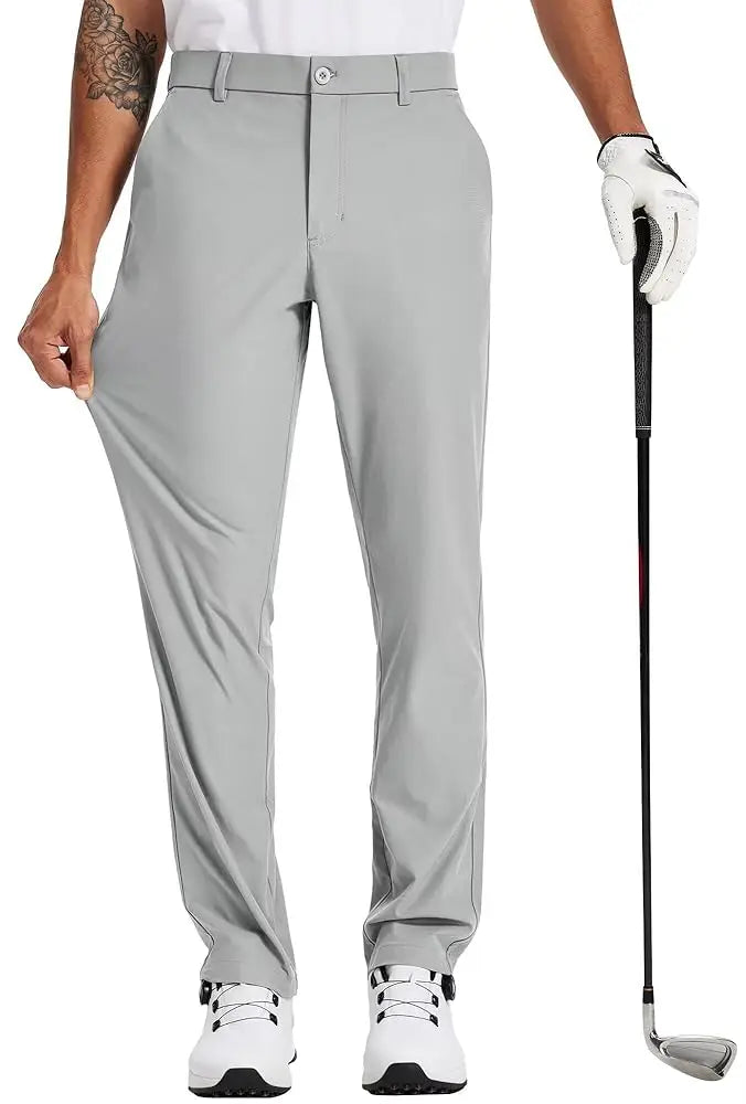 Men's Stretch Pants – Lightweight Slim Fit Business Casual Trousers — close-up
