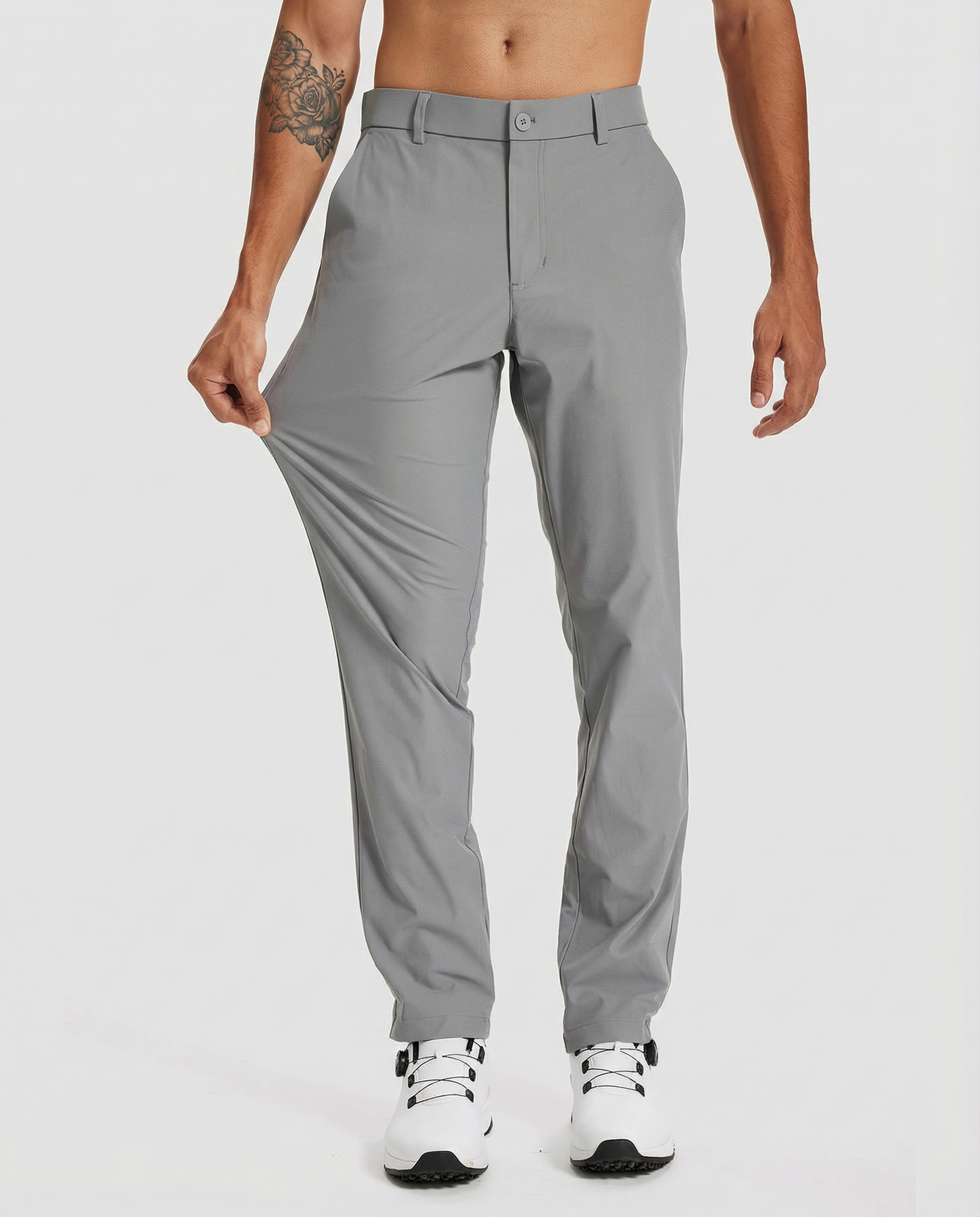 Men's Stretch Pants – Lightweight Slim Fit Business Casual Trousers — detail view
