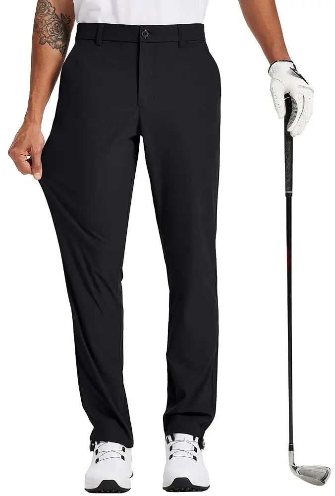 Men's Stretch Pants – Lightweight Slim Fit Business Casual Trousers — fabric detail