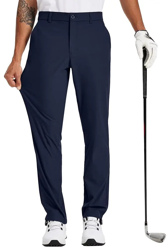 Men's Stretch Pants – Lightweight Slim Fit Business Casual Trousers — fit overview