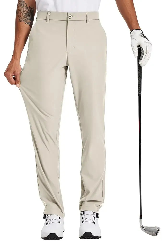 Men's Stretch Pants – Lightweight Slim Fit Business Casual Trousers — model wearing