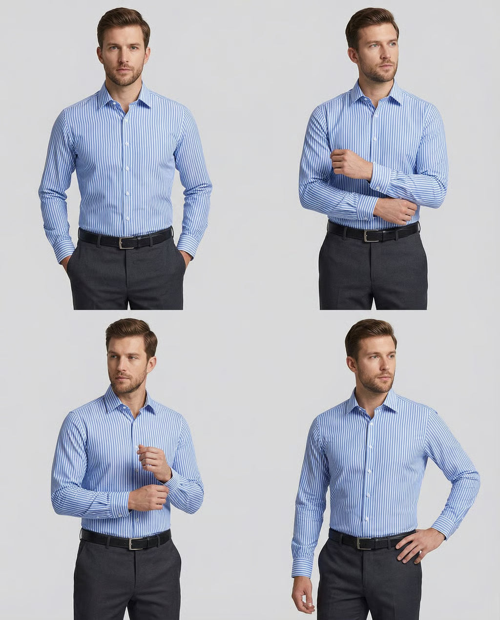 Men's Stripe Shirt – Stylish Long Sleeve Business Casual Top — detail view