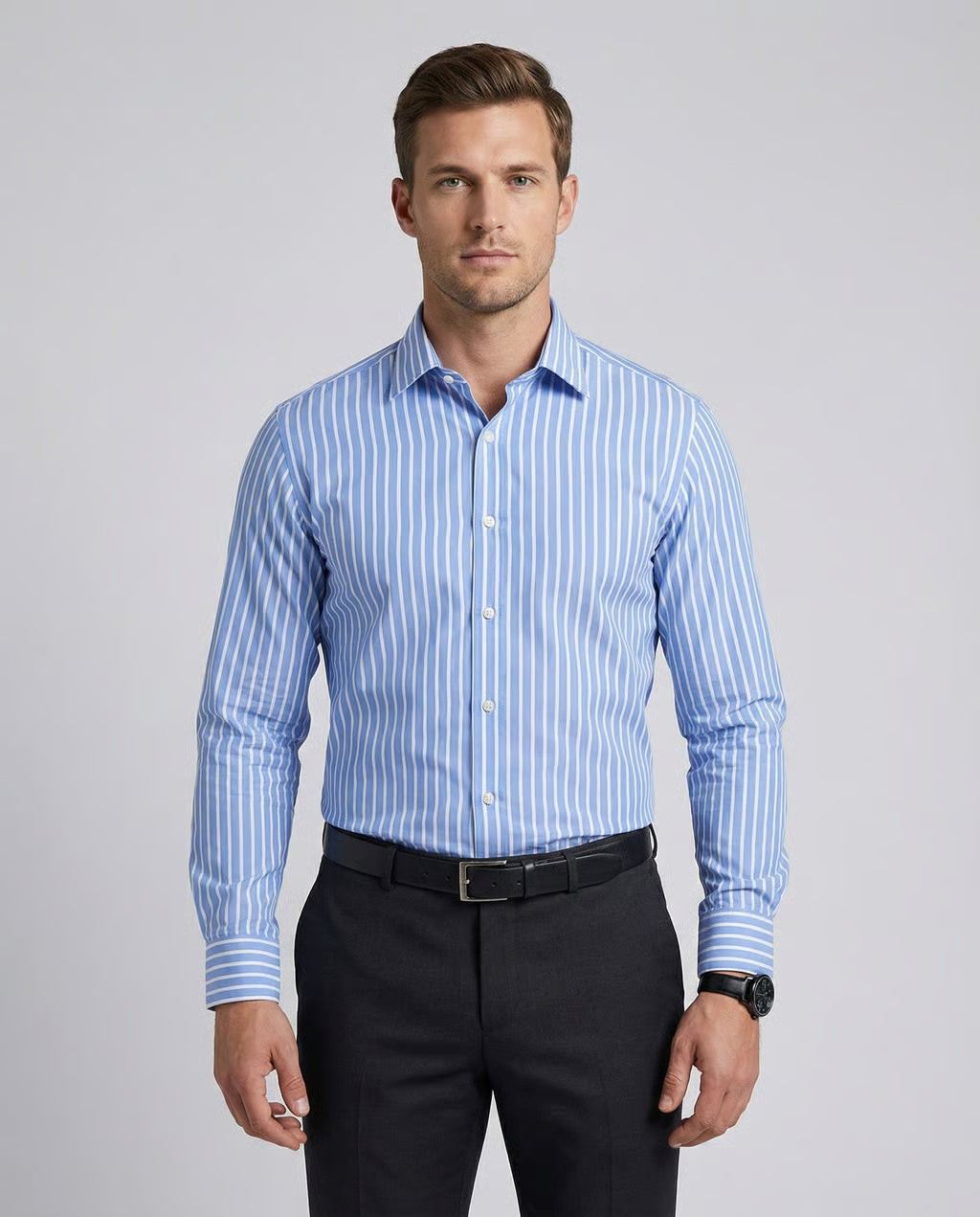 Men's Stripe Shirt – Stylish Long Sleeve Business Casual Top