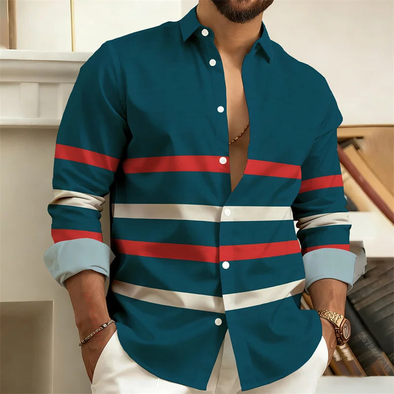 Men's Striped Casual Shirt – Stylish Outdoor Comfort — alternative angle
