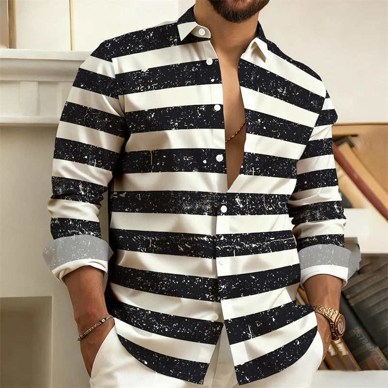 Men's Striped Casual Shirt – Stylish Outdoor Comfort — close-up