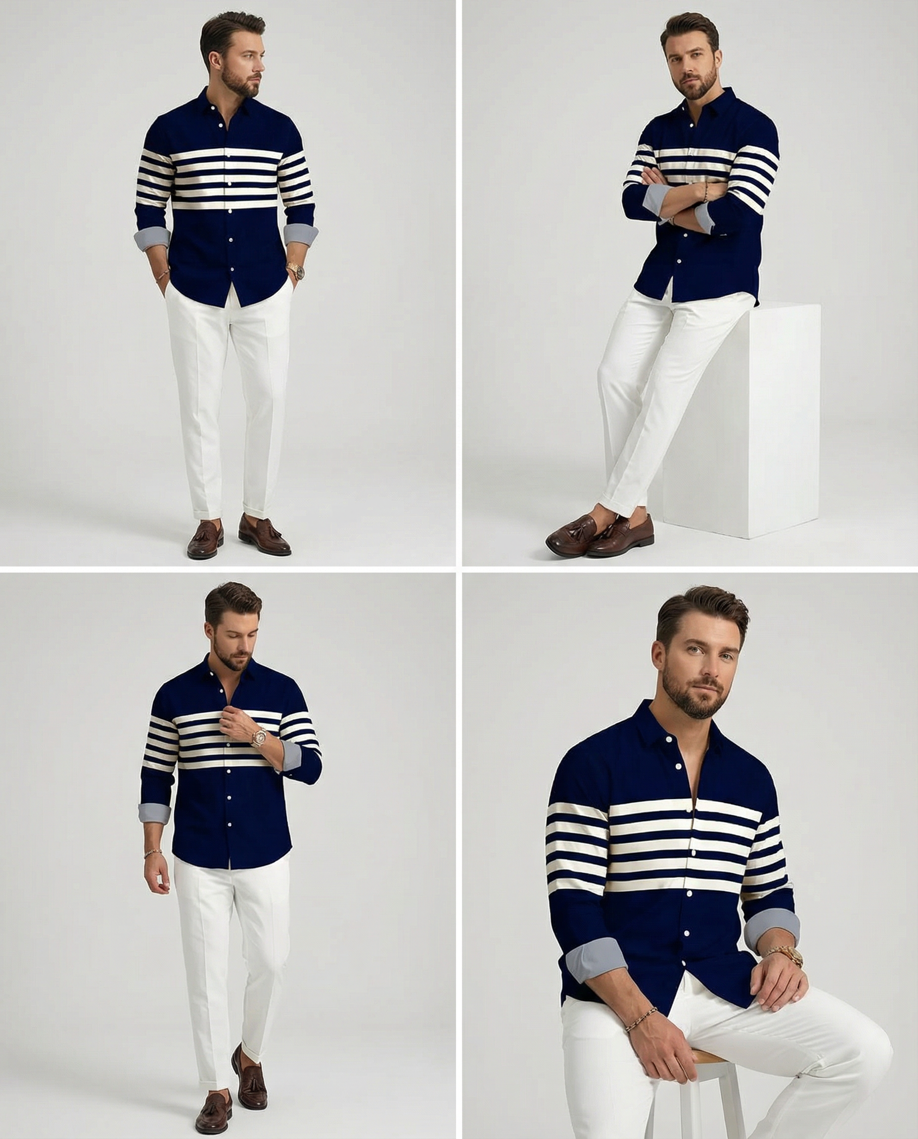 Men's Striped Casual Shirt – Stylish Outdoor Comfort — detail view