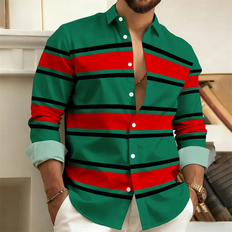 Men's Striped Casual Shirt – Stylish Outdoor Comfort — fabric detail