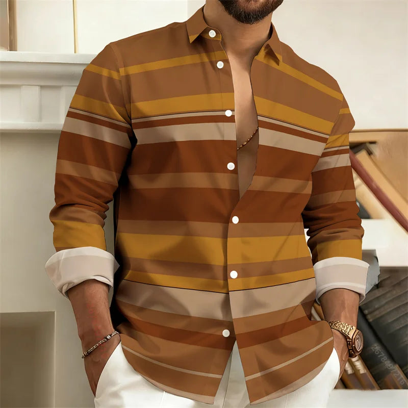 Men's Striped Casual Shirt – Stylish Outdoor Comfort — fit overview