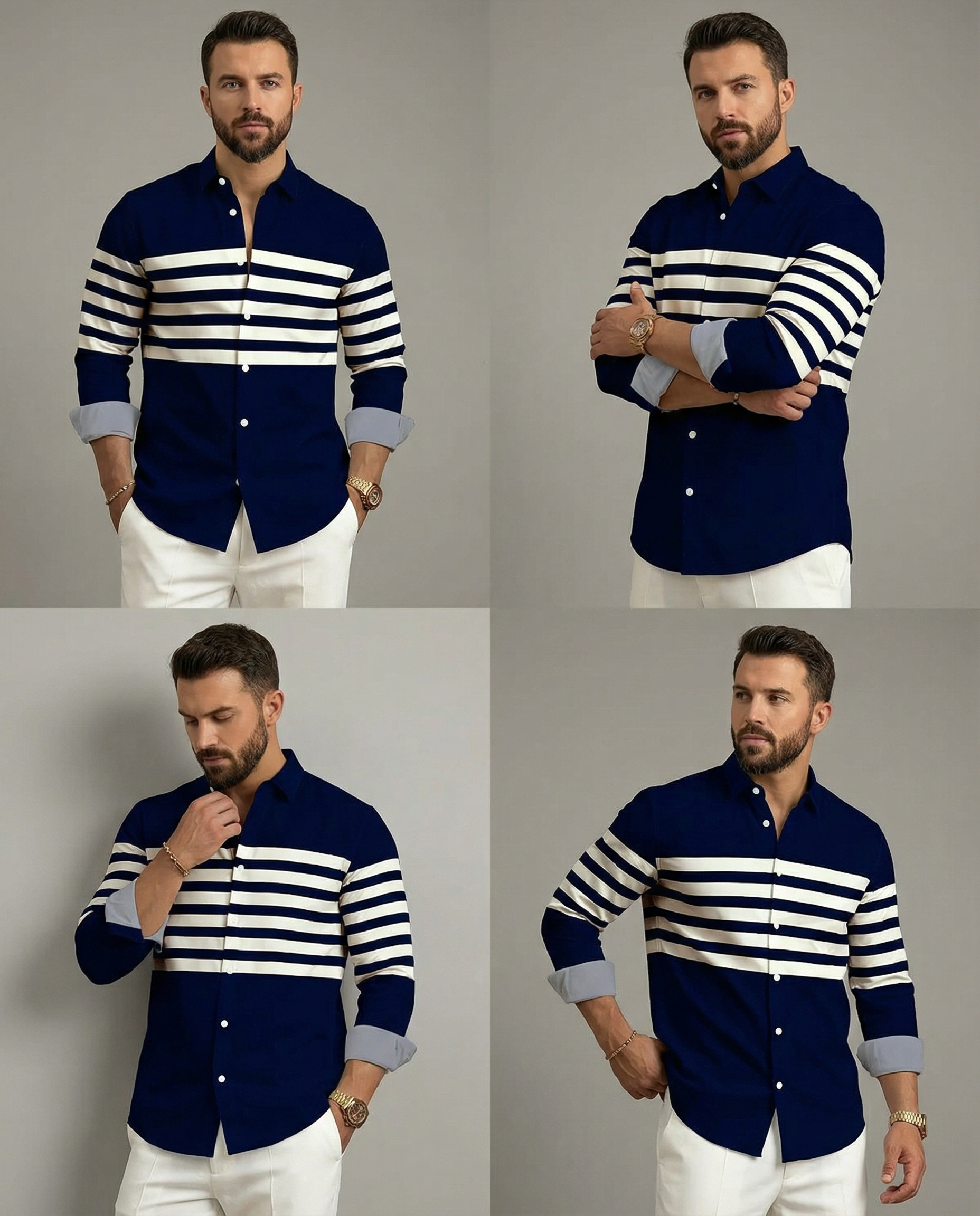 Men's Striped Casual Shirt – Stylish Outdoor Comfort — side view