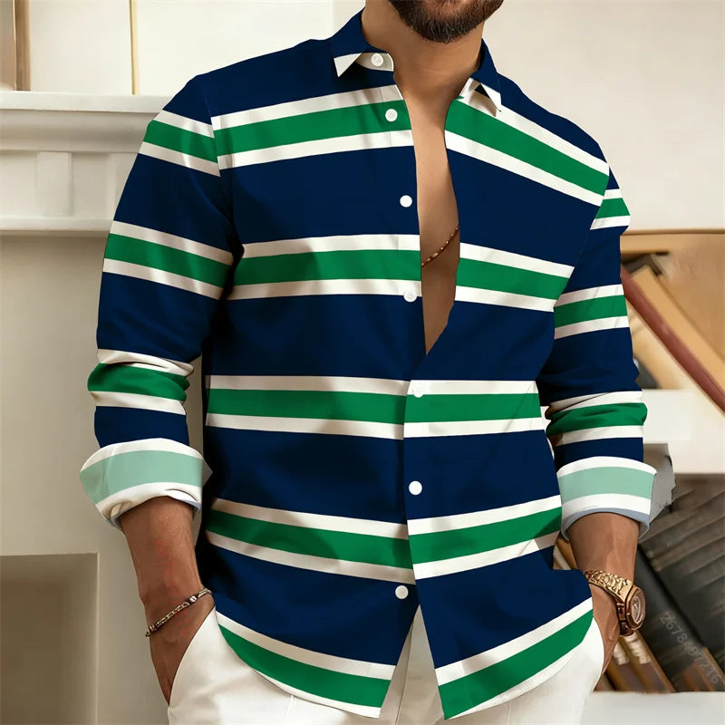 Men's Striped Casual Shirt – Stylish Outdoor Comfort — styling detail