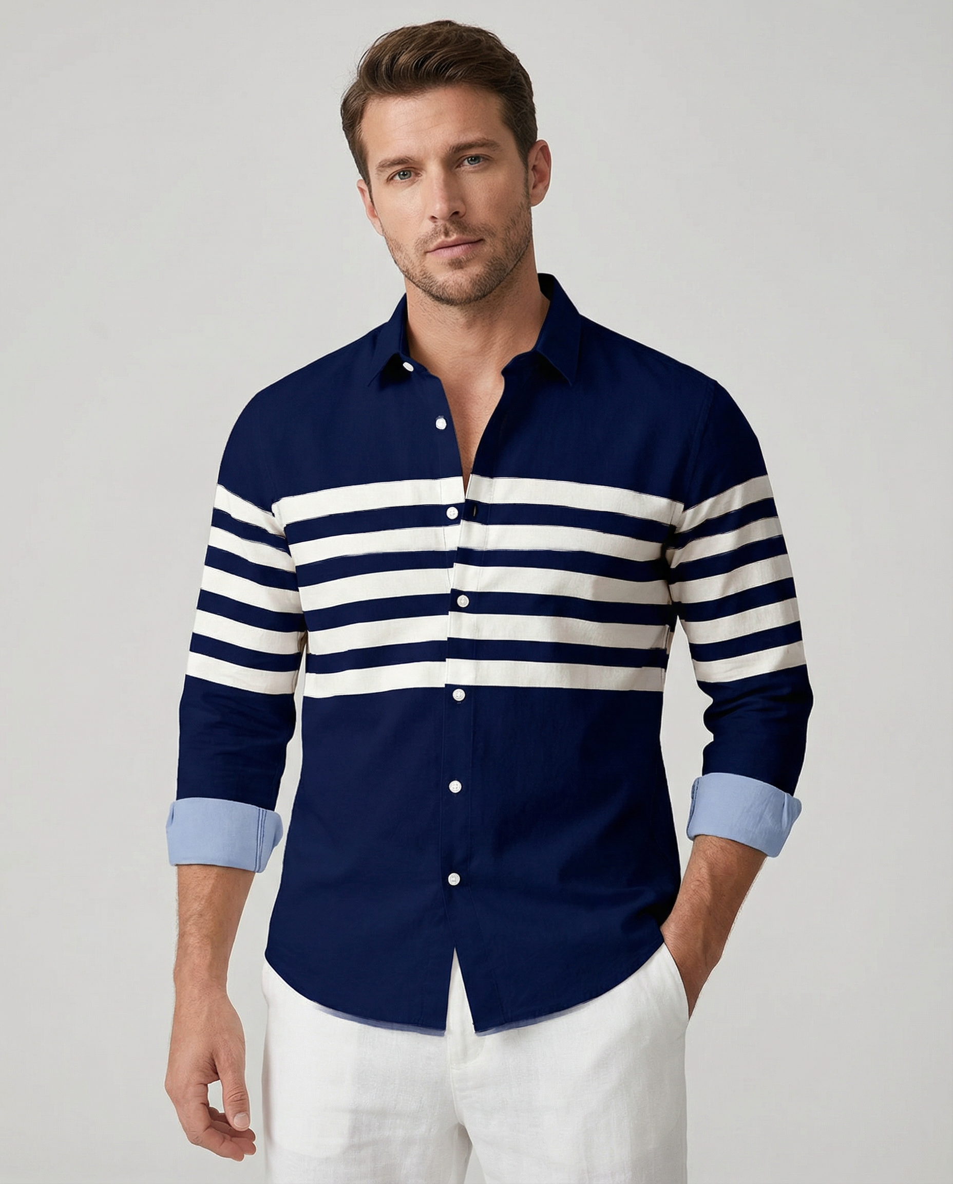 Men's Striped Casual Shirt – Stylish Outdoor Comfort