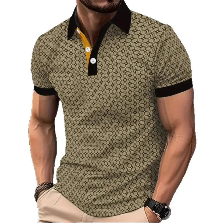 Men's Striped Polo Shirt – Breathable Fabric for Stylish Business Casual Wear — back view