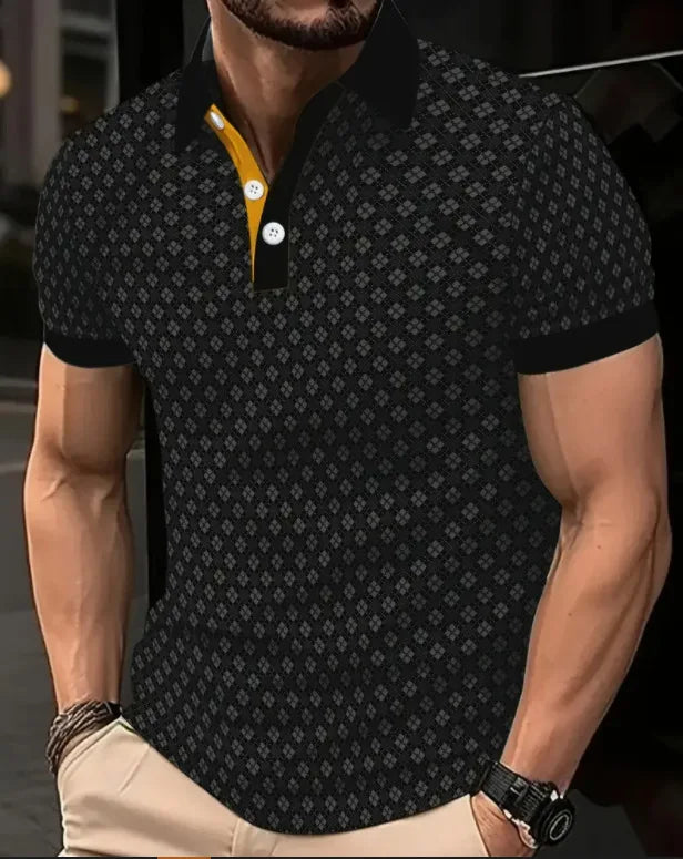 Men's Striped Polo Shirt – Breathable Fabric for Stylish Business Casual Wear — detail view