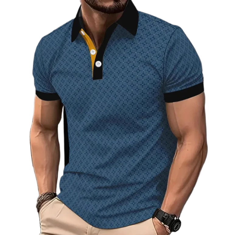 Men's Striped Polo Shirt – Breathable Fabric for Stylish Business Casual Wear — side view