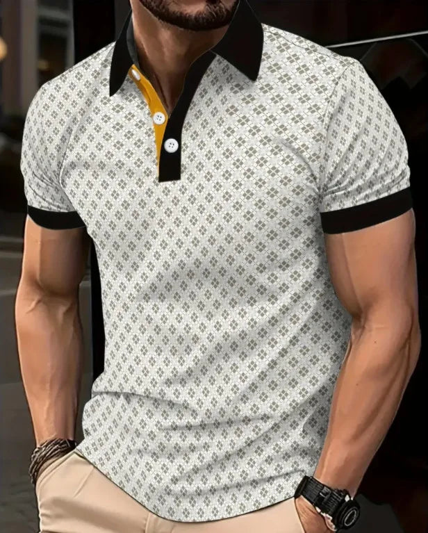 Men's Striped Polo Shirt – Breathable Fabric for Stylish Business Casual Wear