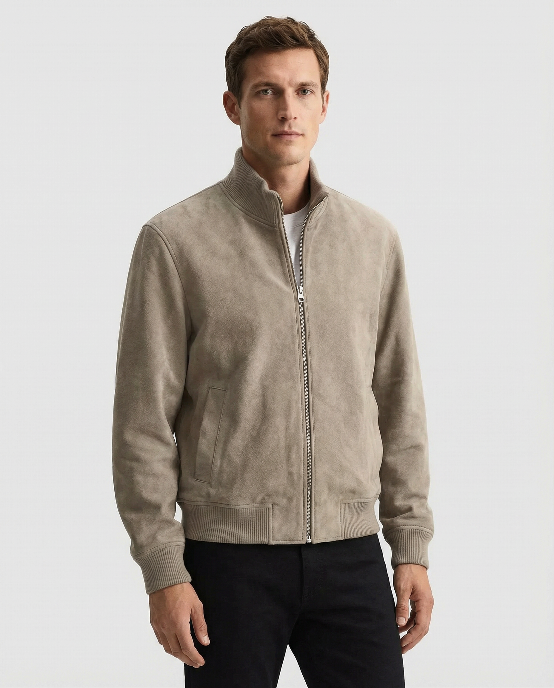 Men's Suede Jacket – Stylish Slim Fit Outerwear for Casual Business Wear — back view