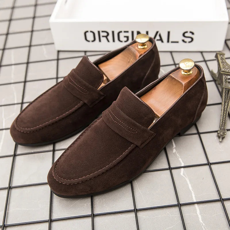 Men's Suede Loafers – Sleek Pointed Toe Casual Footwear — detail view