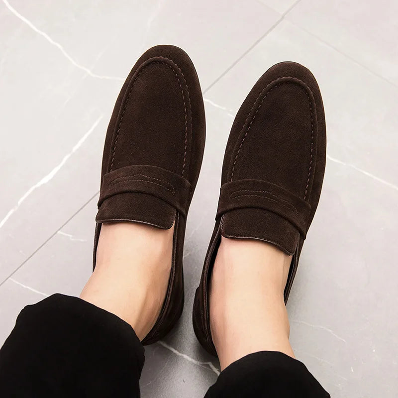 Men's Suede Loafers – Sleek Pointed Toe Casual Footwear — side view