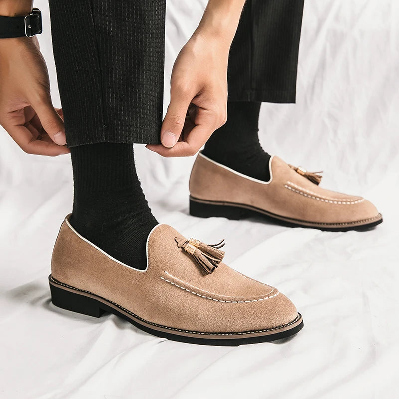 Men's Suede Loafers – Stylish Pointed Toe Design for Casual Elegance — back view