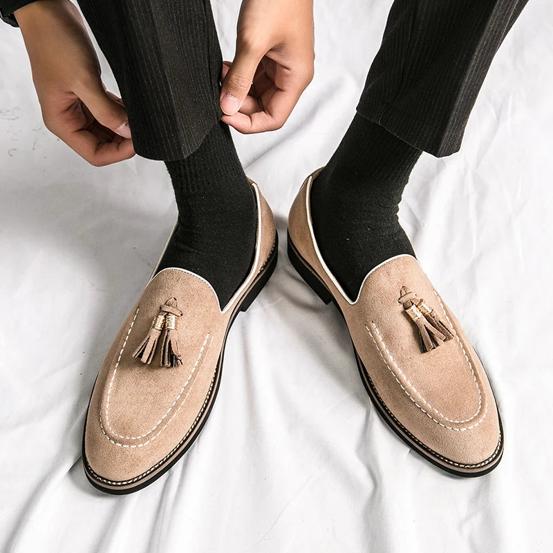 Men's Suede Loafers – Stylish Pointed Toe Design for Casual Elegance — side view