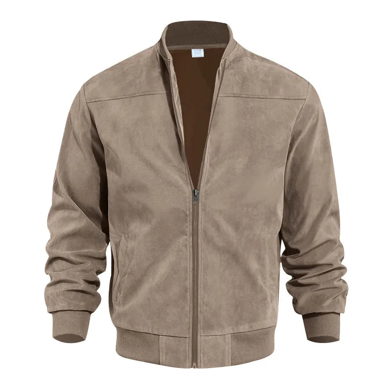 Men's Suede Zipper Jacket – Stylish Casual Long Sleeve Outerwear — fit overview