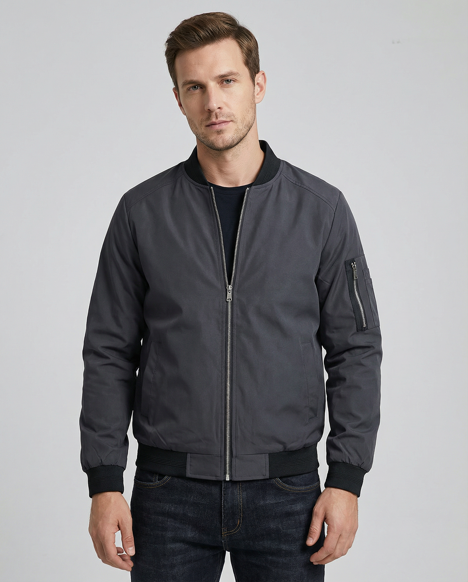 Men's Suede Zipper Jacket – Stylish Casual Long Sleeve Outerwear