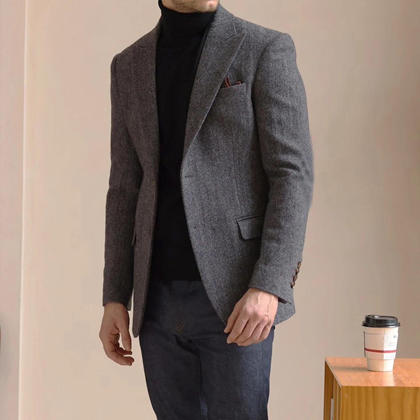 Mens Suit Jacket – Stylish Casual Blazer for Autumn and Winter — back view