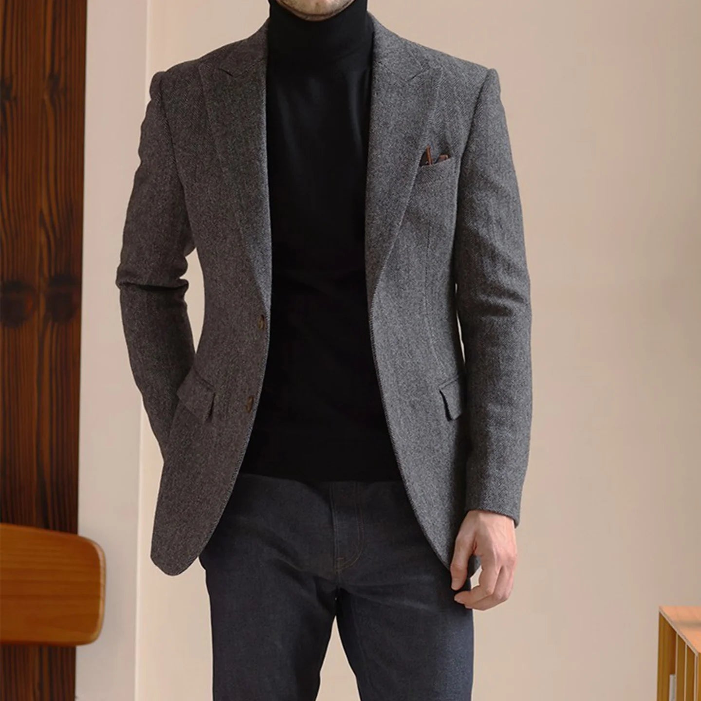 Mens Suit Jacket – Stylish Casual Blazer for Autumn and Winter