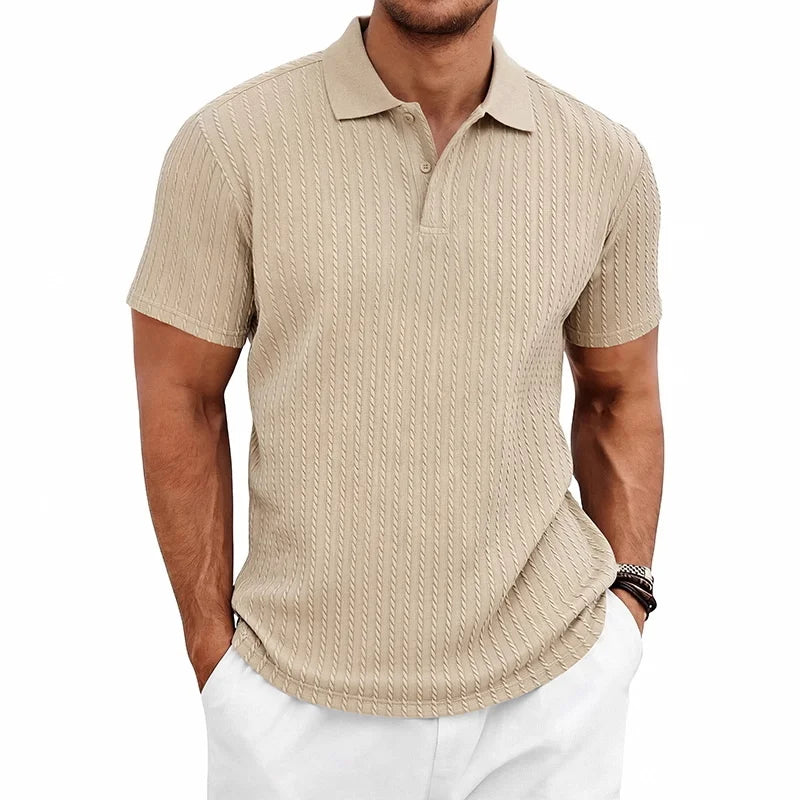 Men's Textured Polo Shirt – Breathable Casual Summer Style — alternative angle