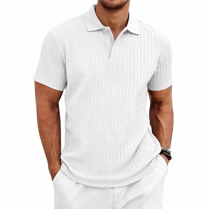 Men's Textured Polo Shirt – Breathable Casual Summer Style — side view