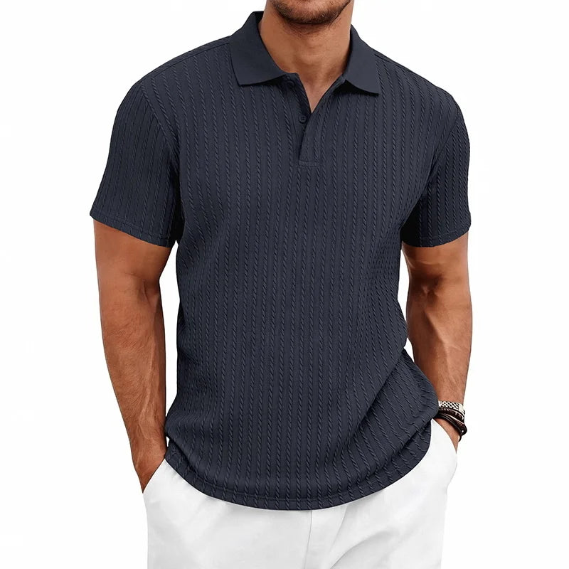 Men's Textured Polo Shirt – Breathable Casual Summer Style