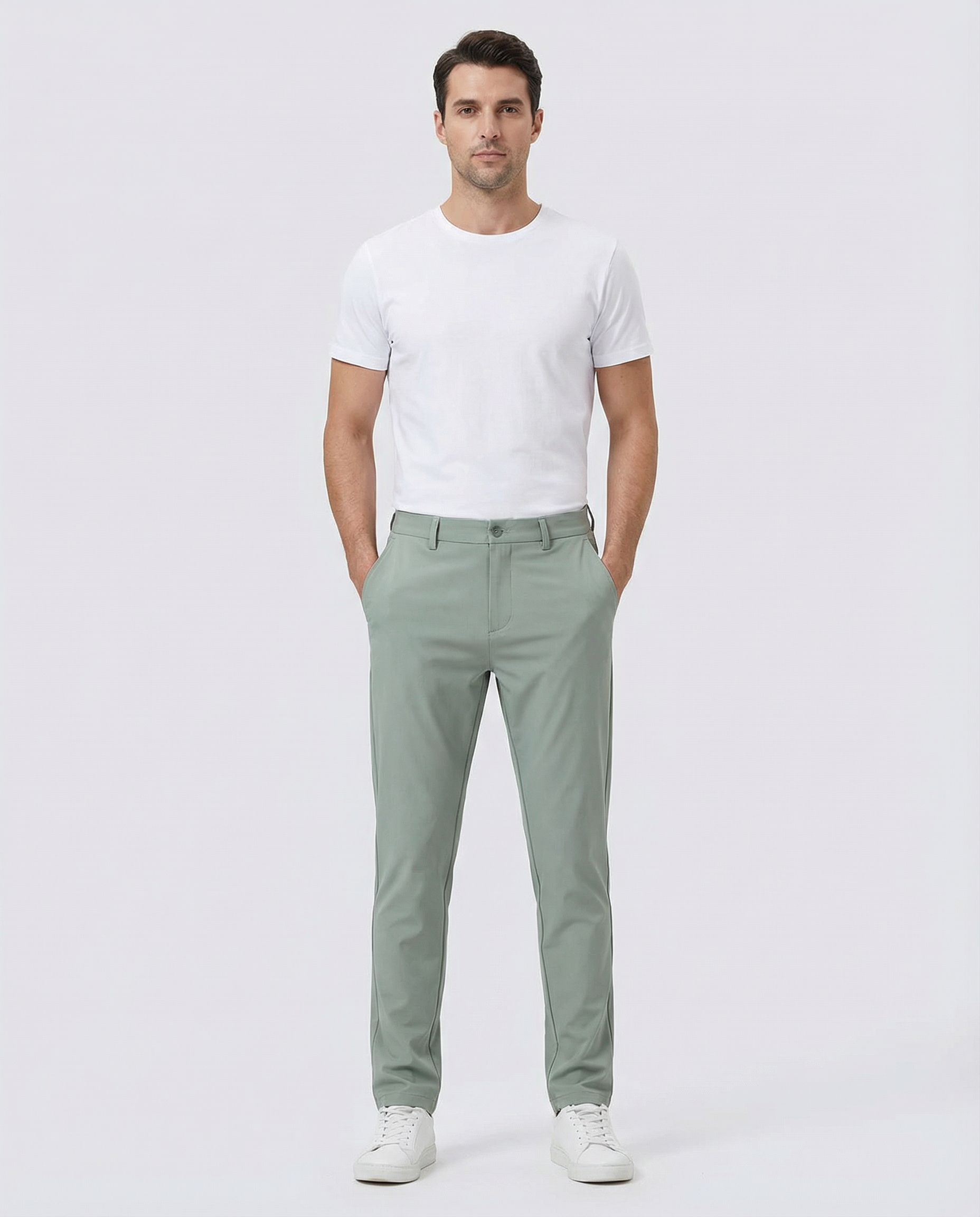Men's Trousers – Slim Fit Stretch Fabric for Casual Outings — back view