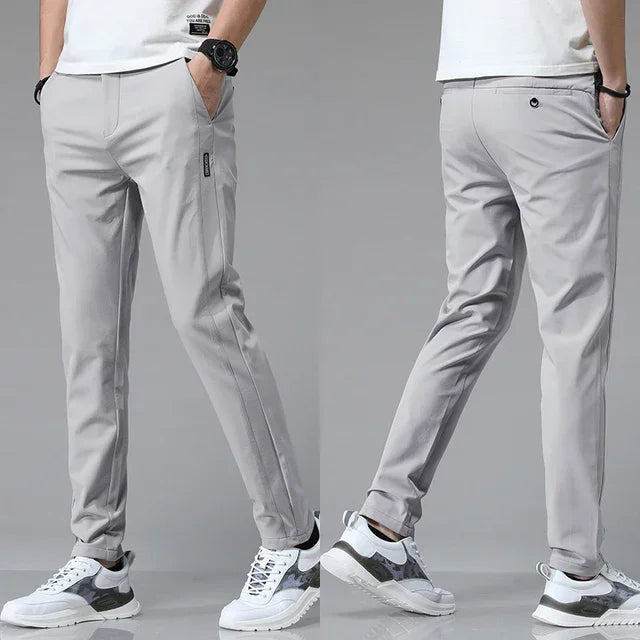 Men's Trousers – Slim Fit Stretch Fabric for Casual Outings — fit overview