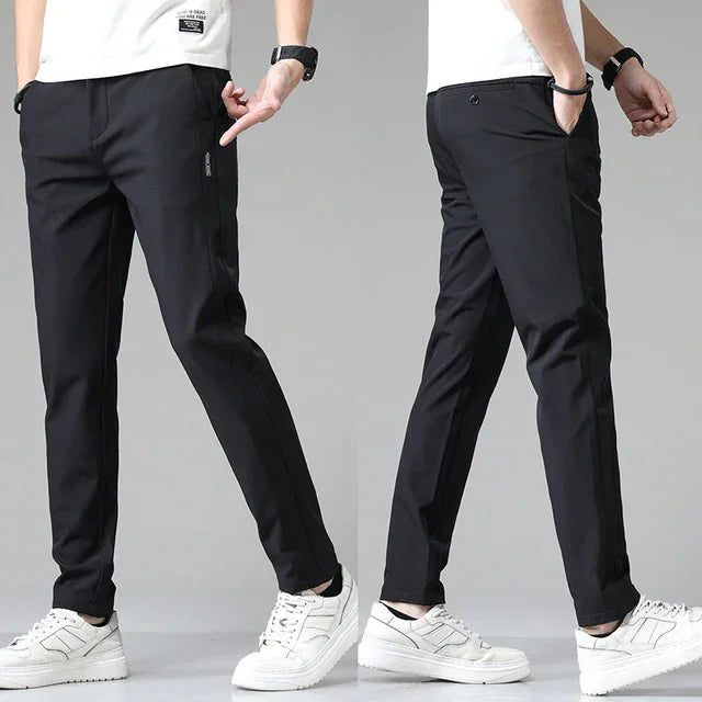 Men's Trousers – Slim Fit Stretch Fabric for Casual Outings — front close-up
