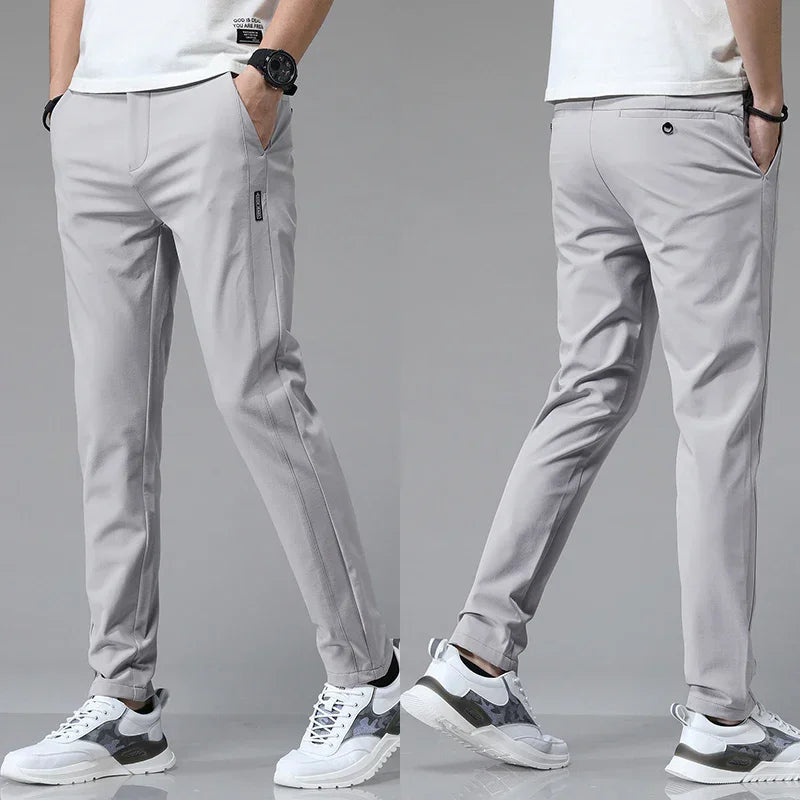 Men's Trousers – Slim Fit Stretch Fabric for Casual Outings — model wearing