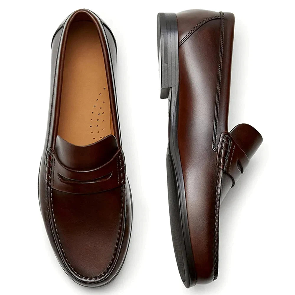 Men's Vintage Calf Leather Loafers – Breathable Slip-On Design for Casual Elegance
