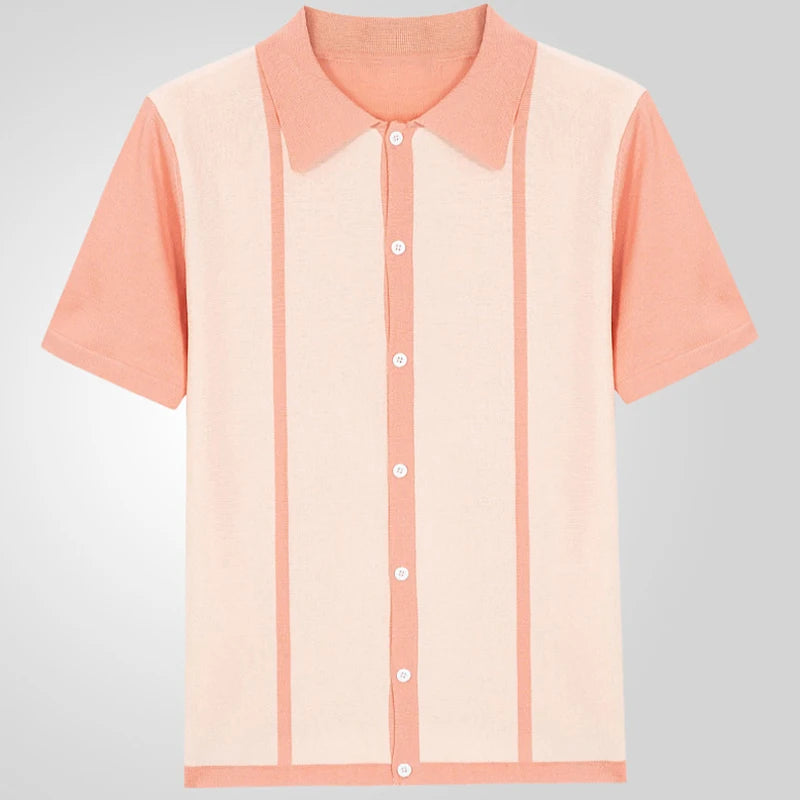 Men's Vintage Knit Polo Shirt – Stylish Breathable Casual Wear — fit overview
