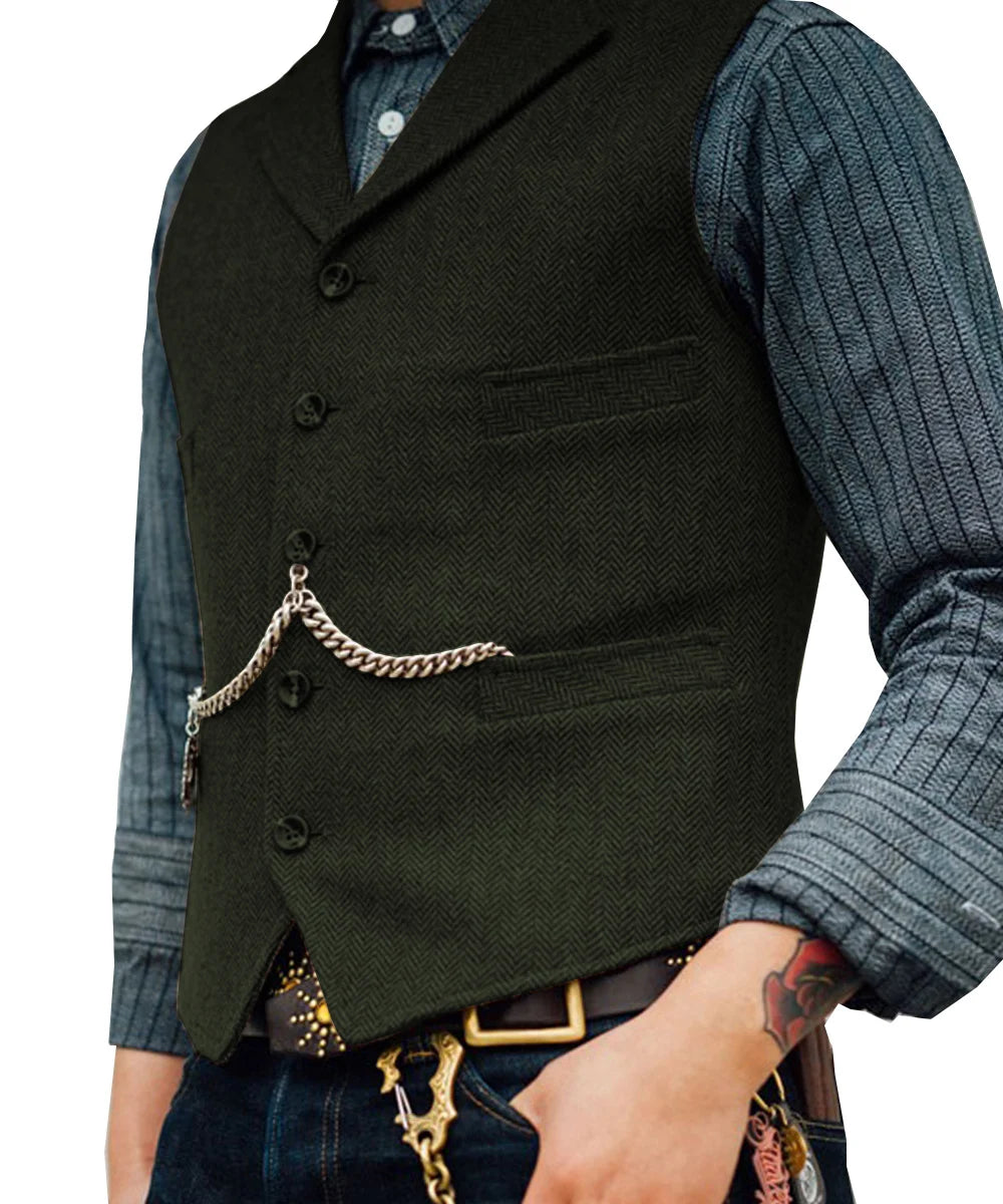 Men's Waistcoat – Stylish Layering Piece for Formal and Casual Occasions — front close-up