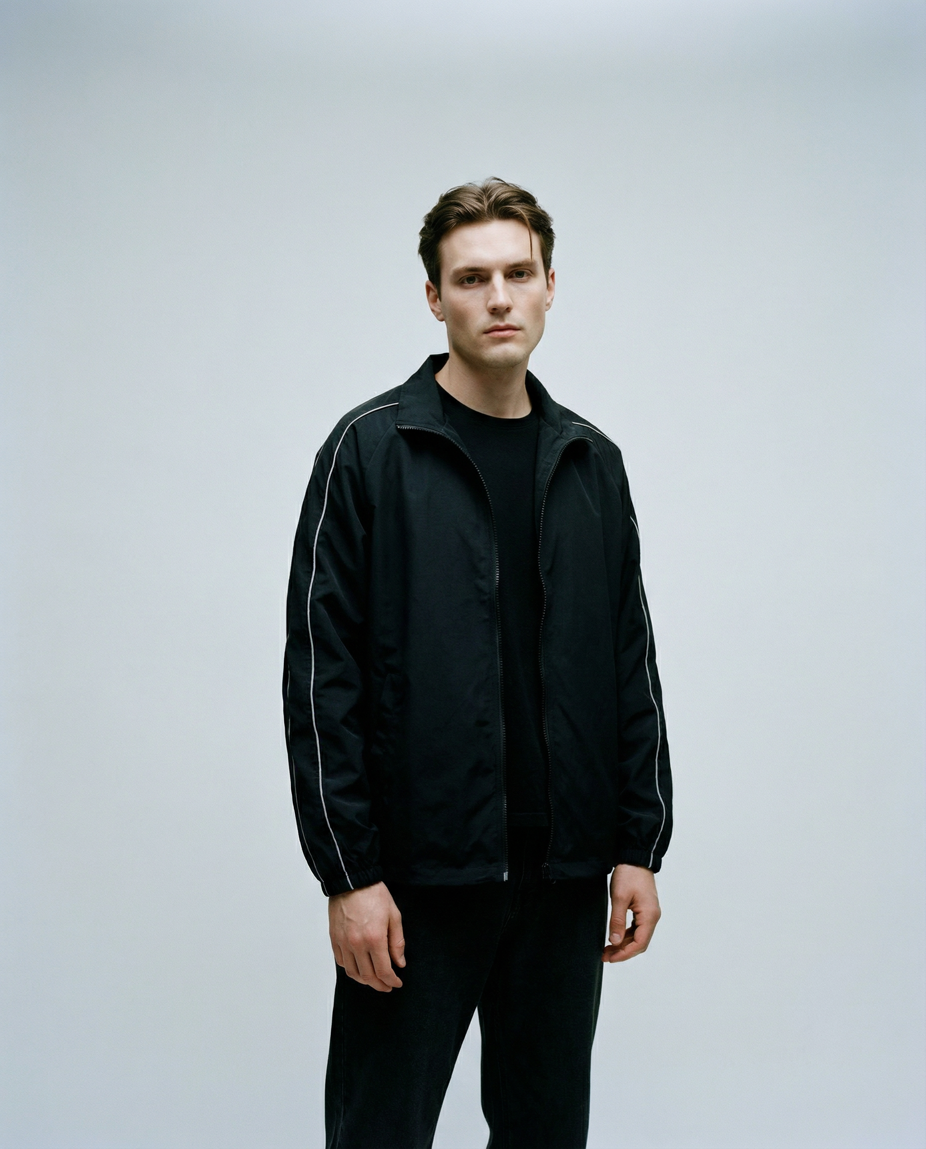 Men's Waterproof Jacket – Stylish Patchwork Design for Outdoor Adventures — back view
