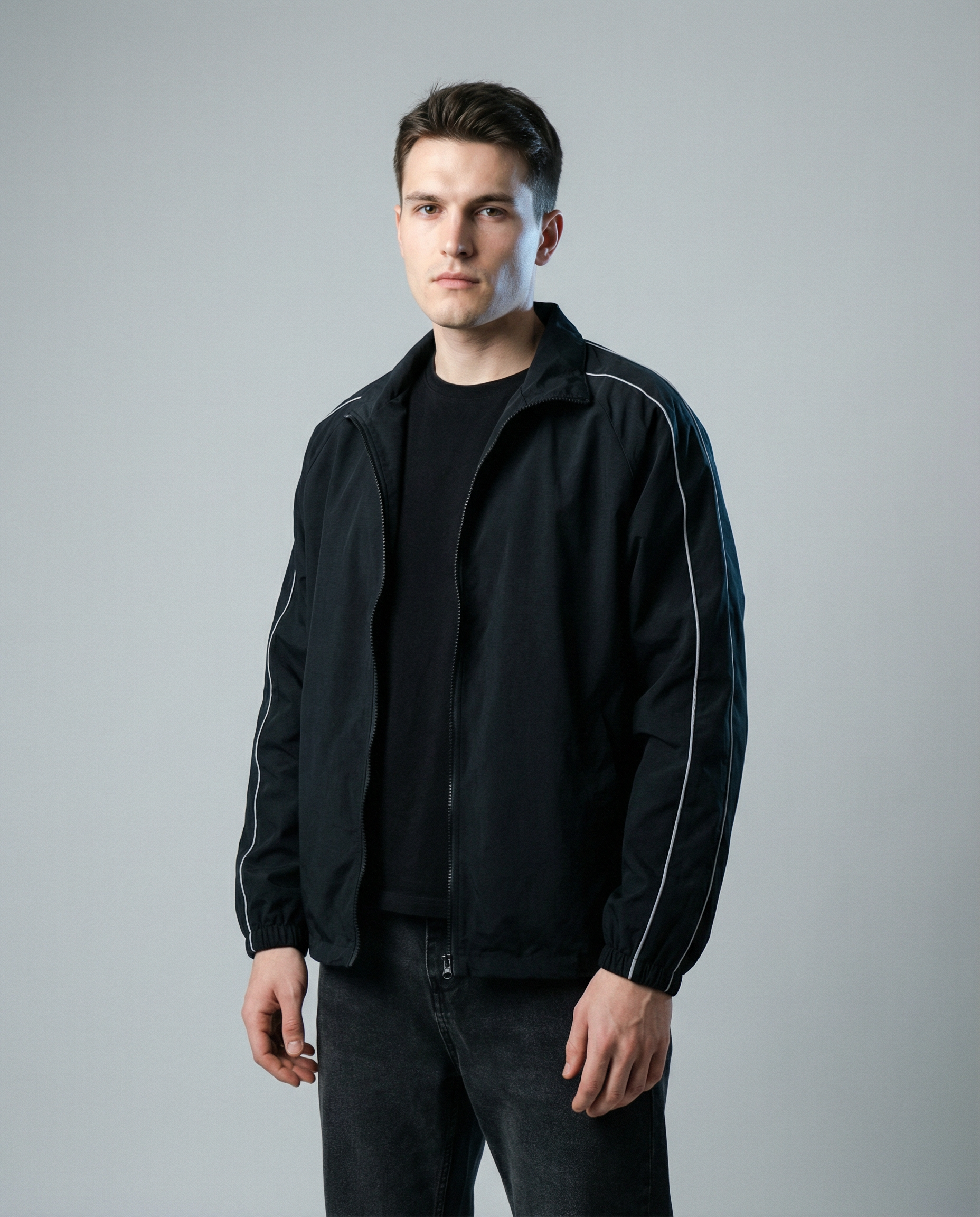 Men's Waterproof Jacket – Stylish Patchwork Design for Outdoor Adventures — detail view