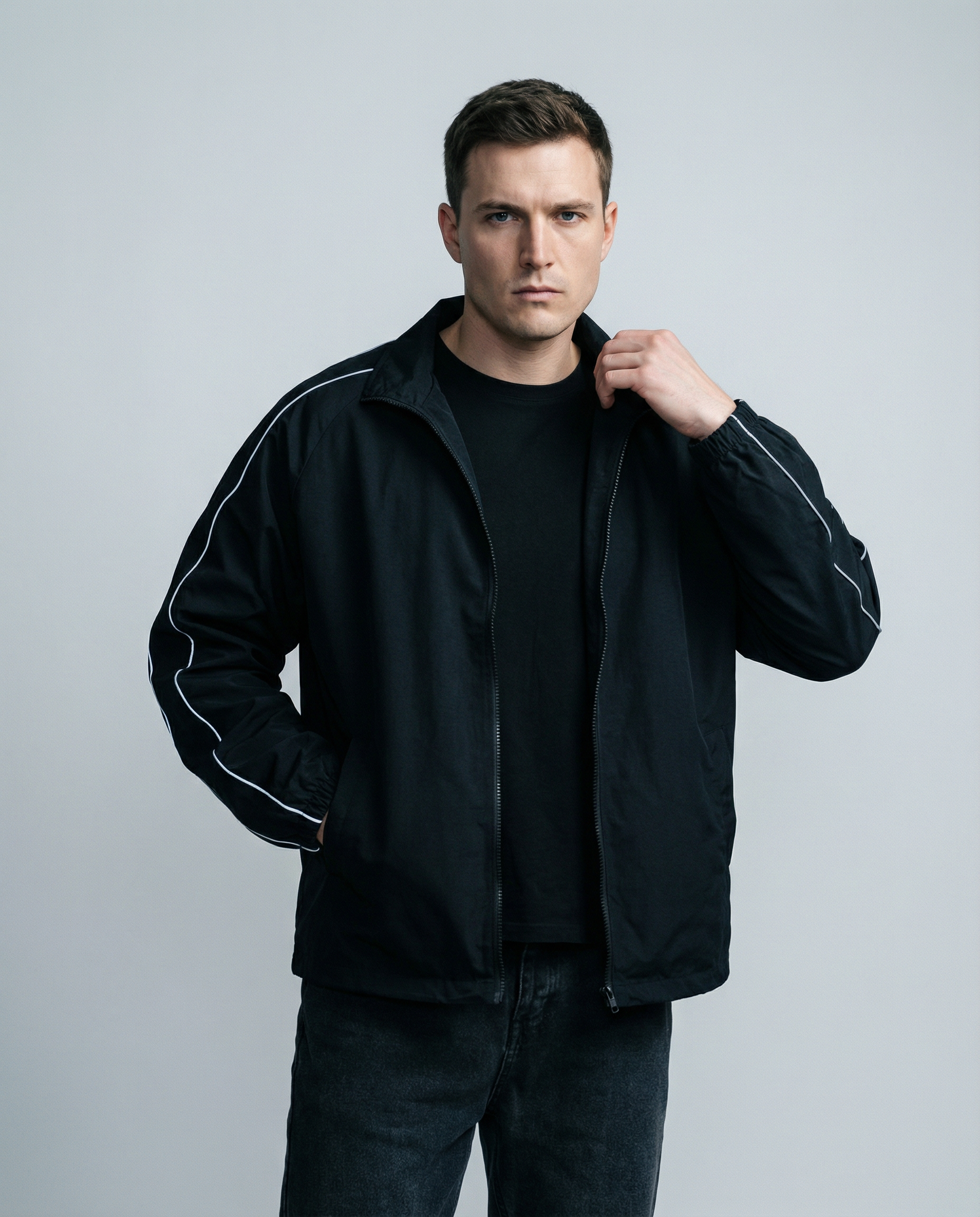 Men's Waterproof Jacket – Stylish Patchwork Design for Outdoor Adventures — side view